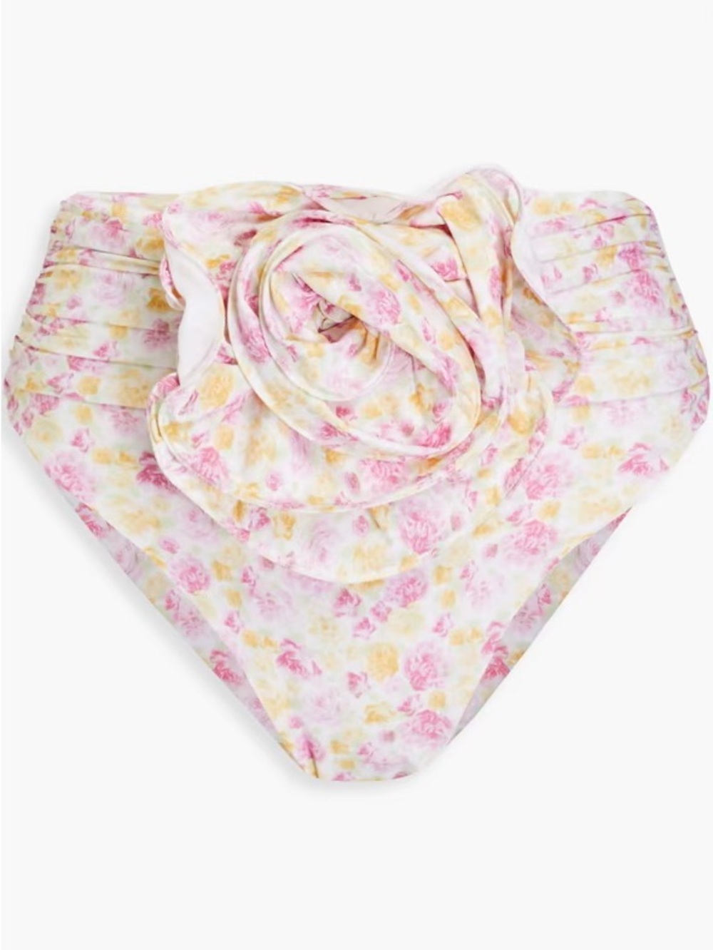 NWT Magda Butrym ‘Ruched Floral-Print High-Rise Bikini Briefs’ in Light Pink 10